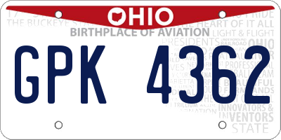 OH license plate GPK4362