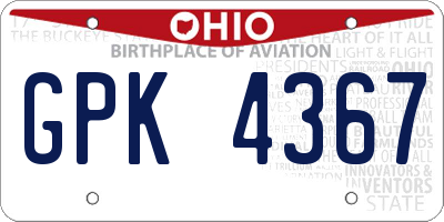 OH license plate GPK4367