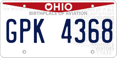 OH license plate GPK4368