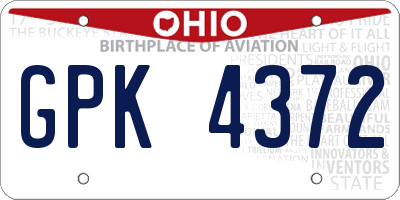 OH license plate GPK4372