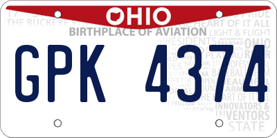 OH license plate GPK4374