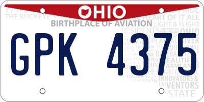 OH license plate GPK4375