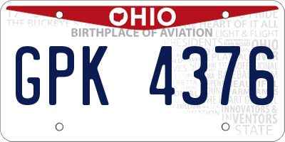 OH license plate GPK4376