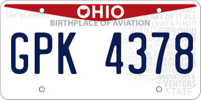 OH license plate GPK4378
