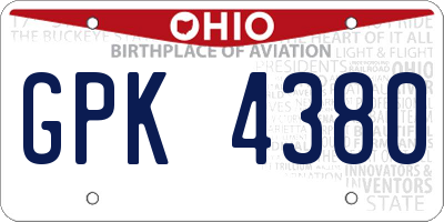 OH license plate GPK4380