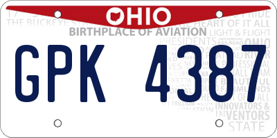 OH license plate GPK4387