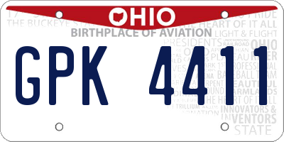 OH license plate GPK4411
