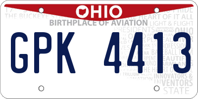 OH license plate GPK4413