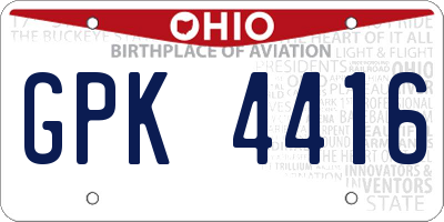 OH license plate GPK4416