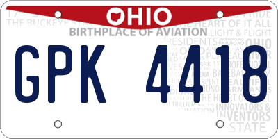 OH license plate GPK4418