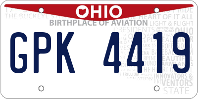 OH license plate GPK4419