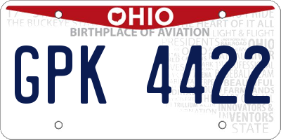 OH license plate GPK4422