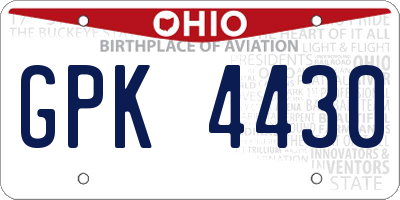 OH license plate GPK4430