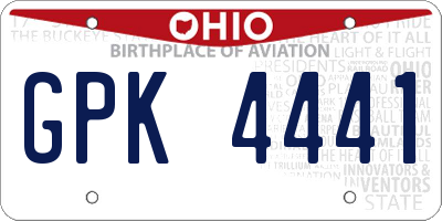 OH license plate GPK4441