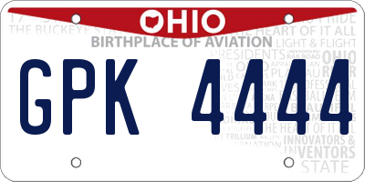 OH license plate GPK4444