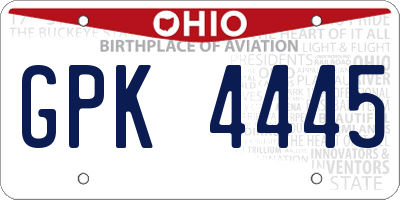OH license plate GPK4445