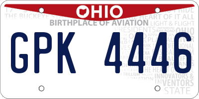 OH license plate GPK4446