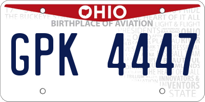 OH license plate GPK4447