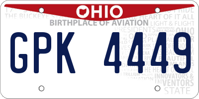 OH license plate GPK4449