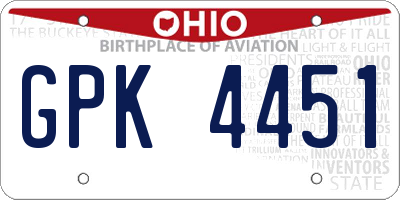 OH license plate GPK4451