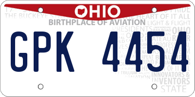 OH license plate GPK4454