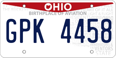 OH license plate GPK4458