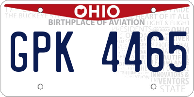 OH license plate GPK4465