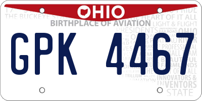 OH license plate GPK4467