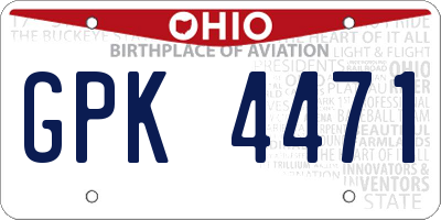OH license plate GPK4471
