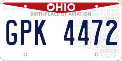 OH license plate GPK4472