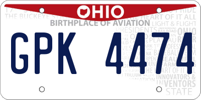 OH license plate GPK4474