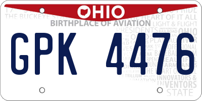 OH license plate GPK4476