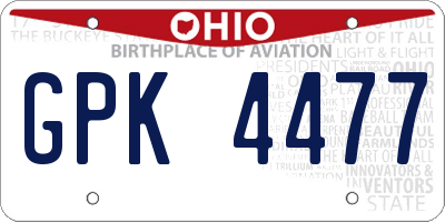 OH license plate GPK4477