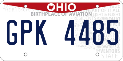 OH license plate GPK4485
