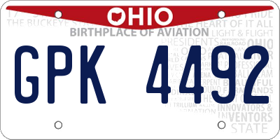 OH license plate GPK4492