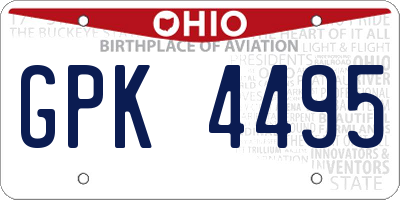 OH license plate GPK4495