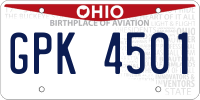OH license plate GPK4501