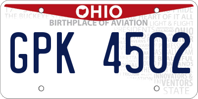 OH license plate GPK4502