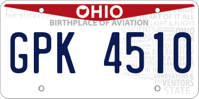 OH license plate GPK4510