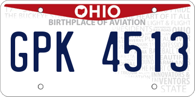 OH license plate GPK4513