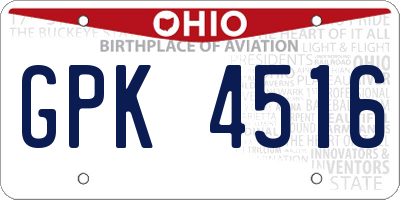 OH license plate GPK4516
