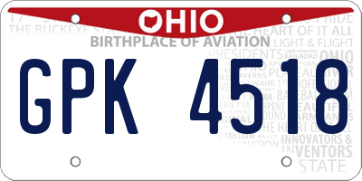 OH license plate GPK4518