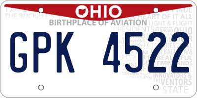 OH license plate GPK4522