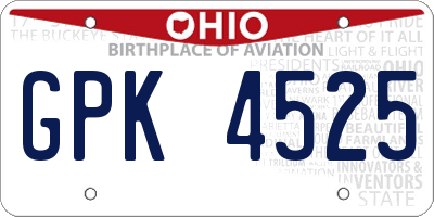OH license plate GPK4525