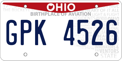 OH license plate GPK4526