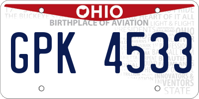 OH license plate GPK4533