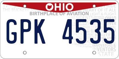 OH license plate GPK4535