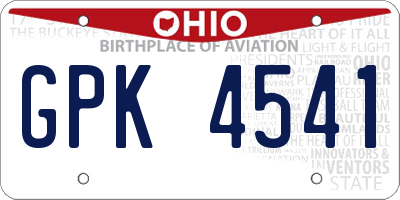 OH license plate GPK4541