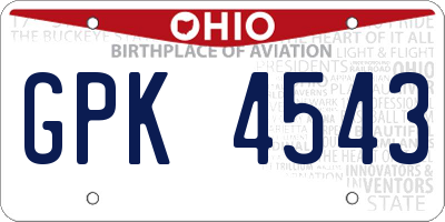 OH license plate GPK4543