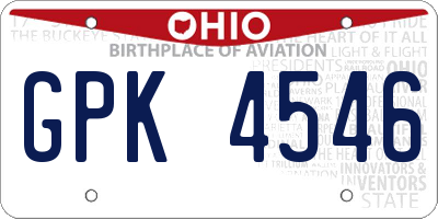 OH license plate GPK4546